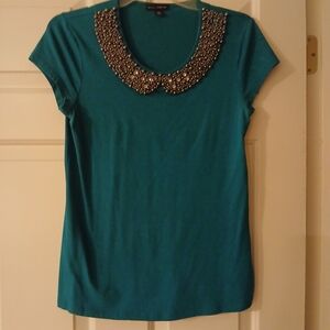 Willi Smith M Embellished Teal Top